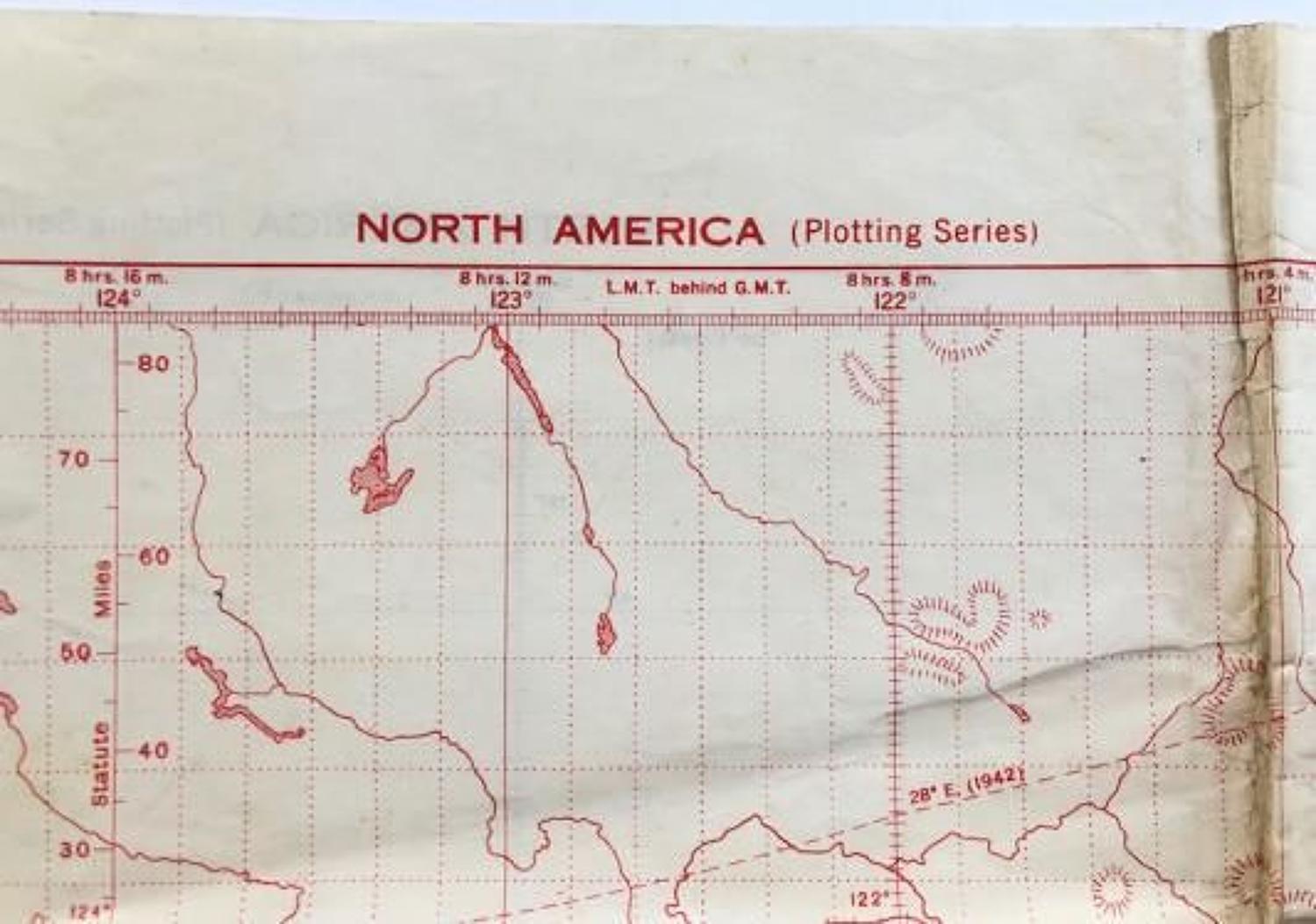 WW2 RAF Navigation Training Map of North America.