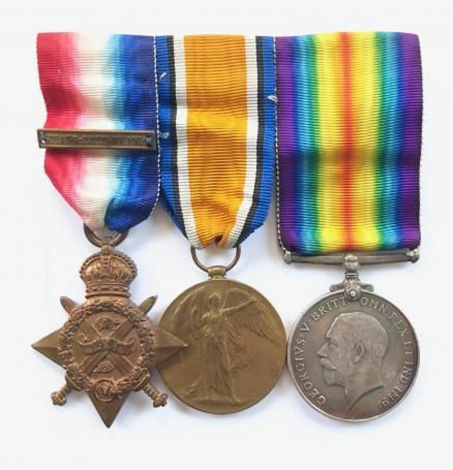 WW1 1st Bn Royal Fusiliers 1914 Star & Clasp Trio of Medals.