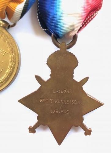 WW1 1st Bn Royal Fusiliers 1914 Star & Clasp Trio of Medals.