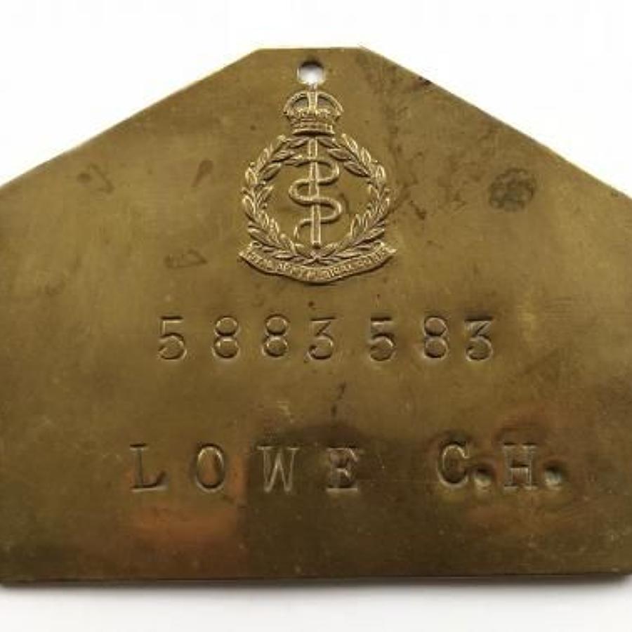 Royal Army Medical Corps Brass Duty Plate.