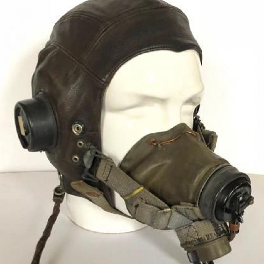 WW2 Period RAF C Type Flying Helmet / G Type Oxygen Mask Attributed Se