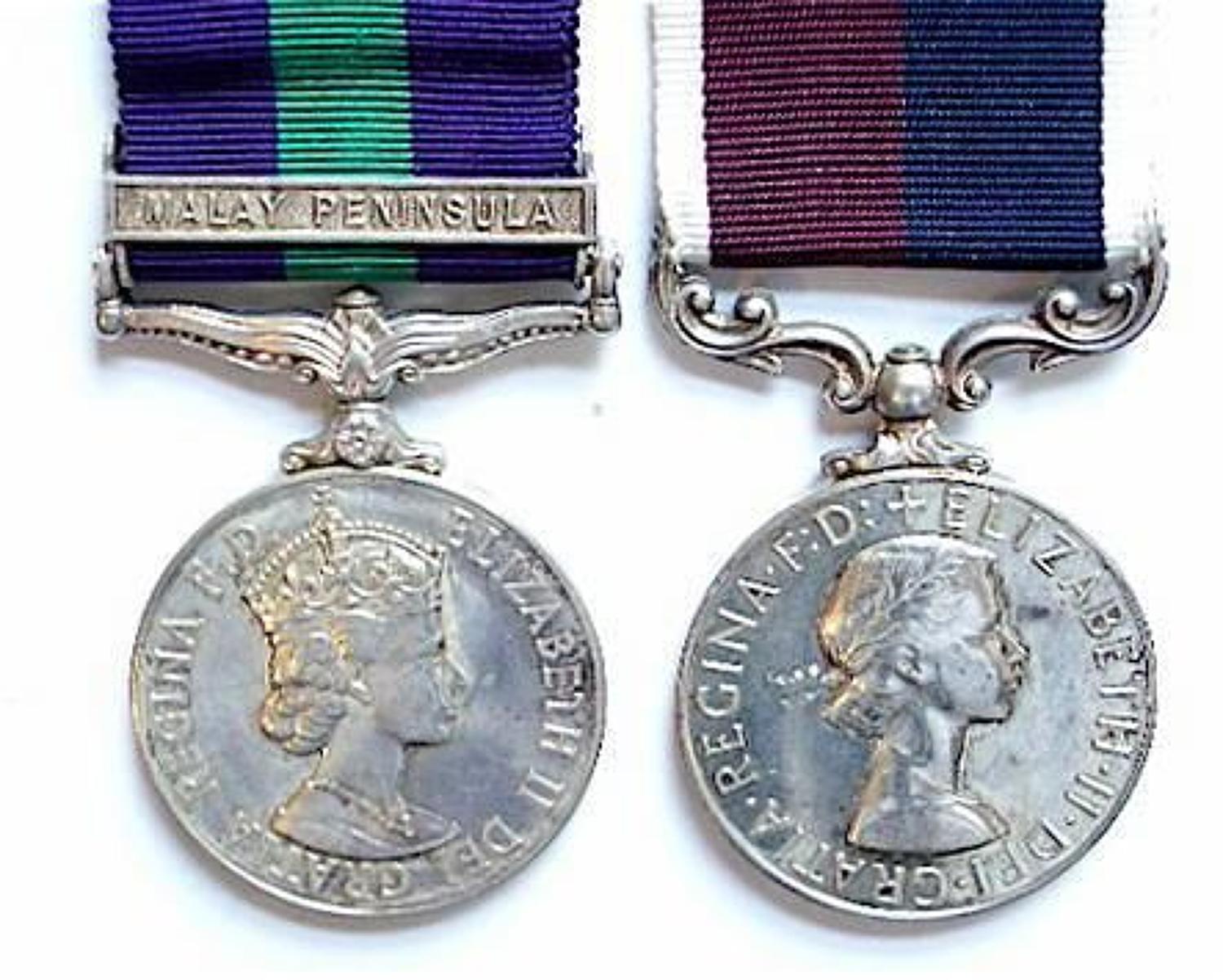 RAF Royal Air Force General Service Medal Lang Service Pair of Medals.
