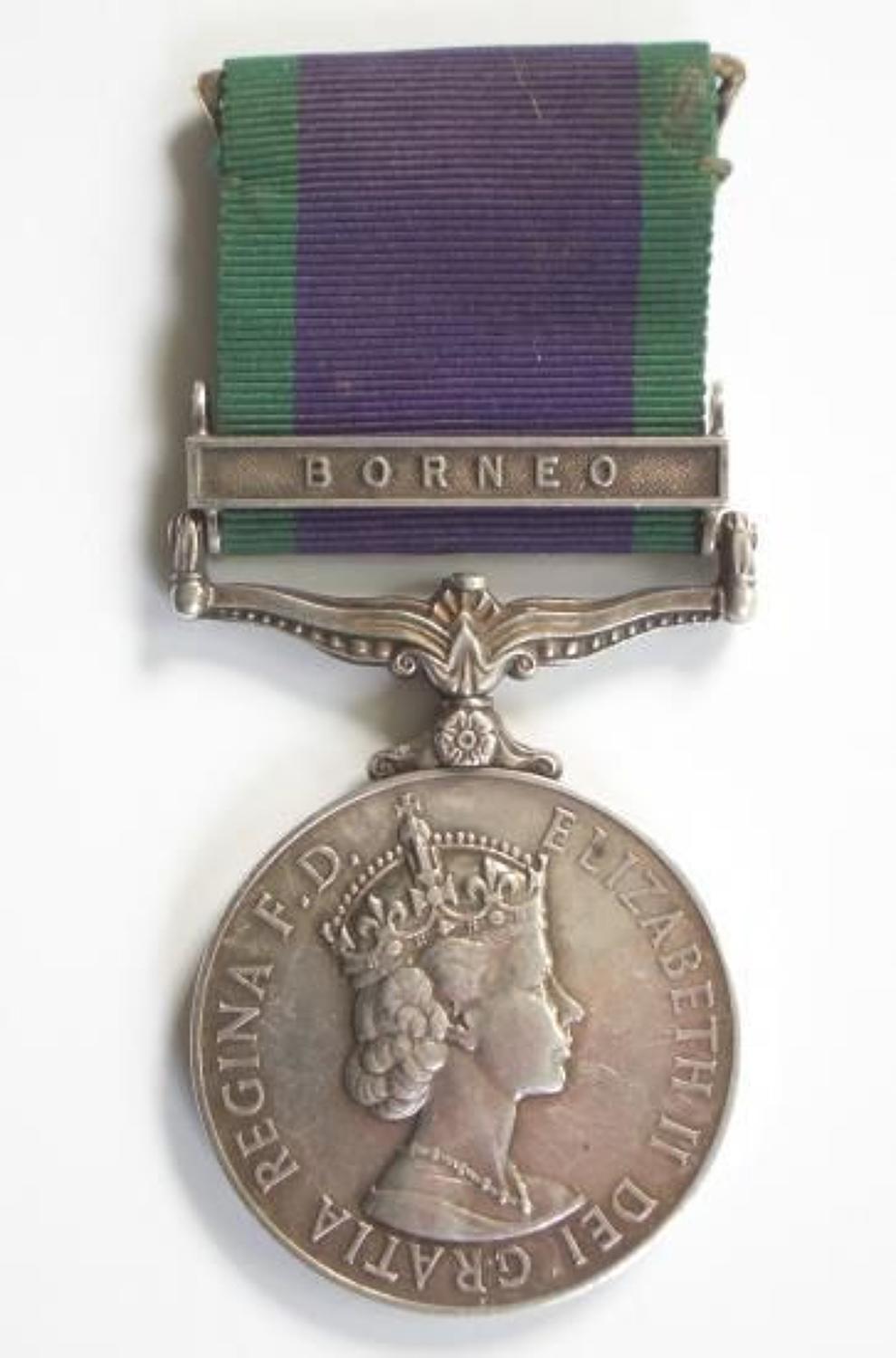 Queens Own Buffs Campaign Service Medal Clasp Borneo