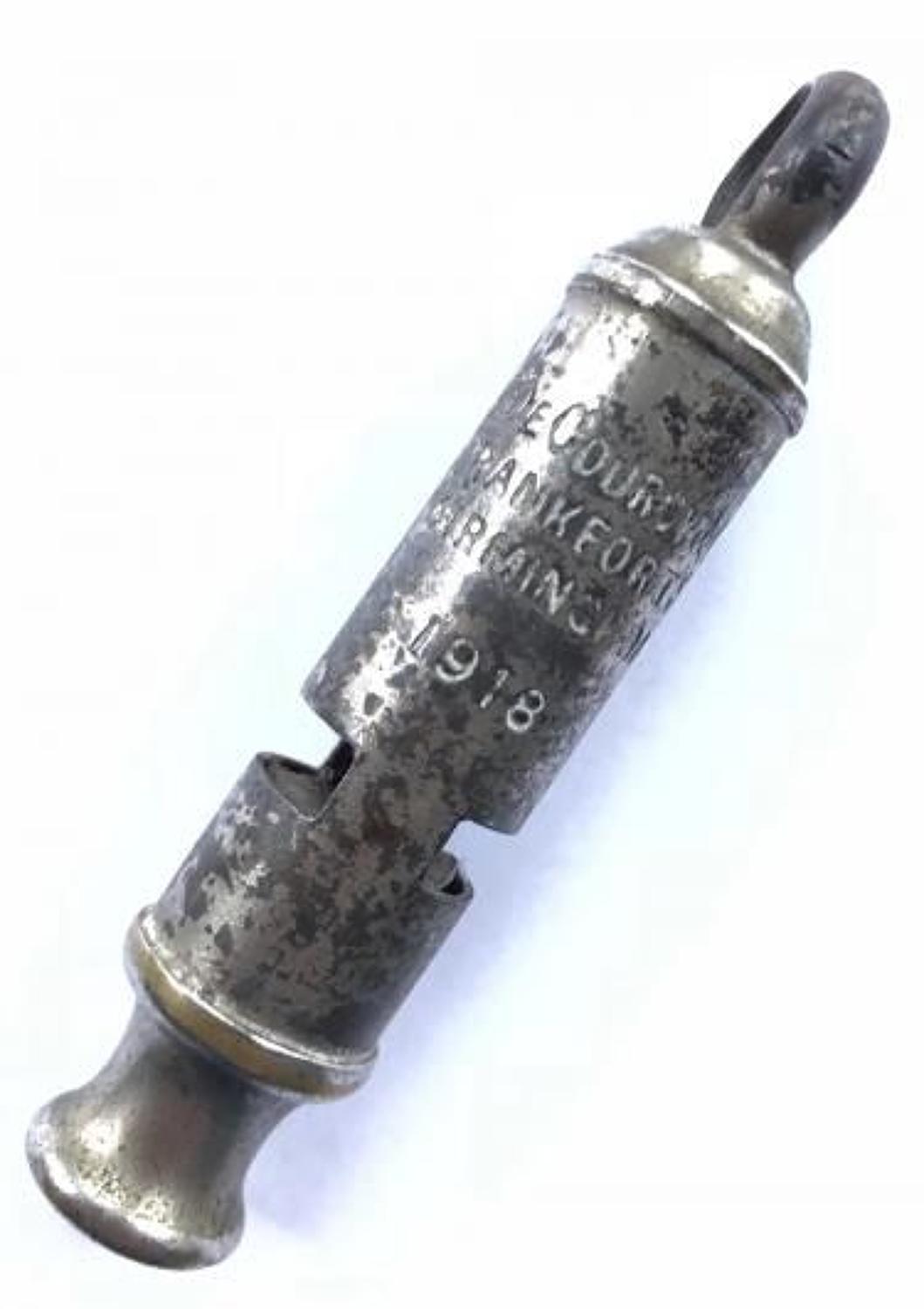 WW1 1918 Dated Officer's Pattern Trench Whistle.