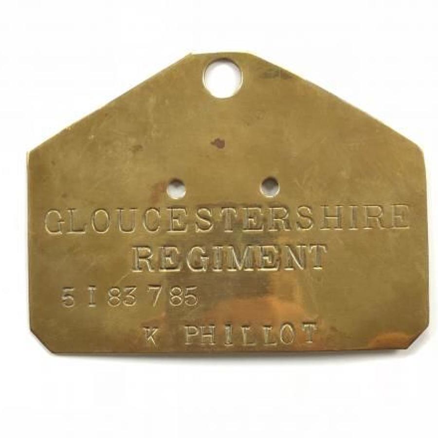 Gloucestershire Regiment Brass Duty Plate.