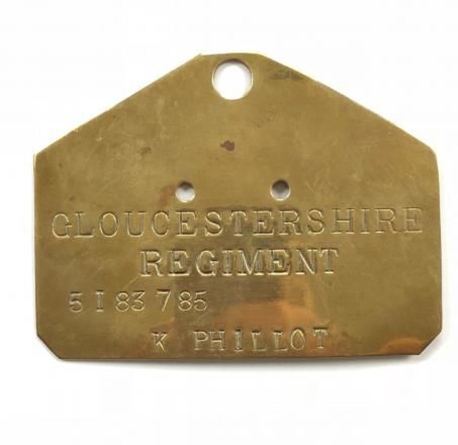 Gloucestershire Regiment Brass Duty Plate.