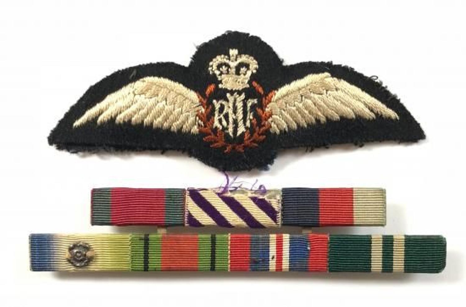 RAF Attributed Pilots Wings & Original Uniform Medal Ribbons
