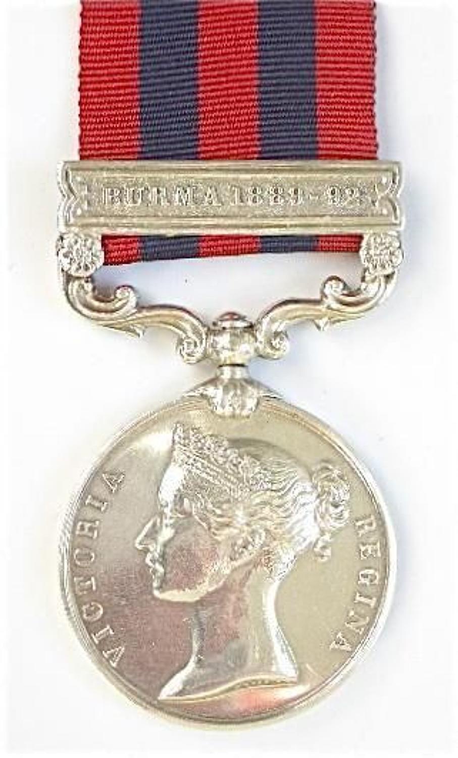 2nd Bn Devonshire Regiment India General Service Medal Burma 1889-92