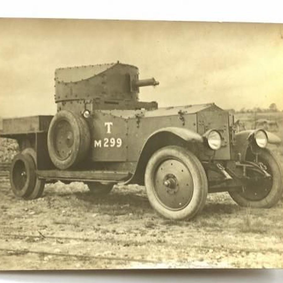 WW1 Period Large Original Photograph of a Tank Corps Armoured Car
