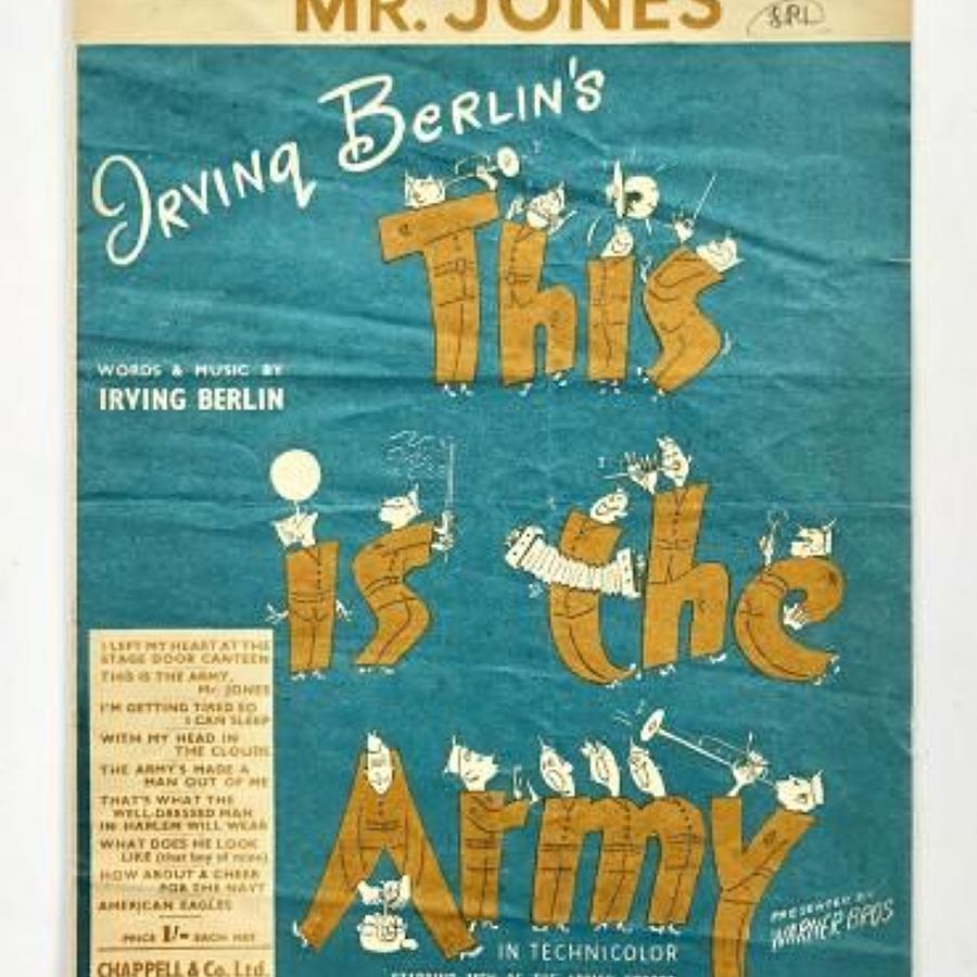 WW2 Home Front Music Sheet "This is the Army Mr Jones".