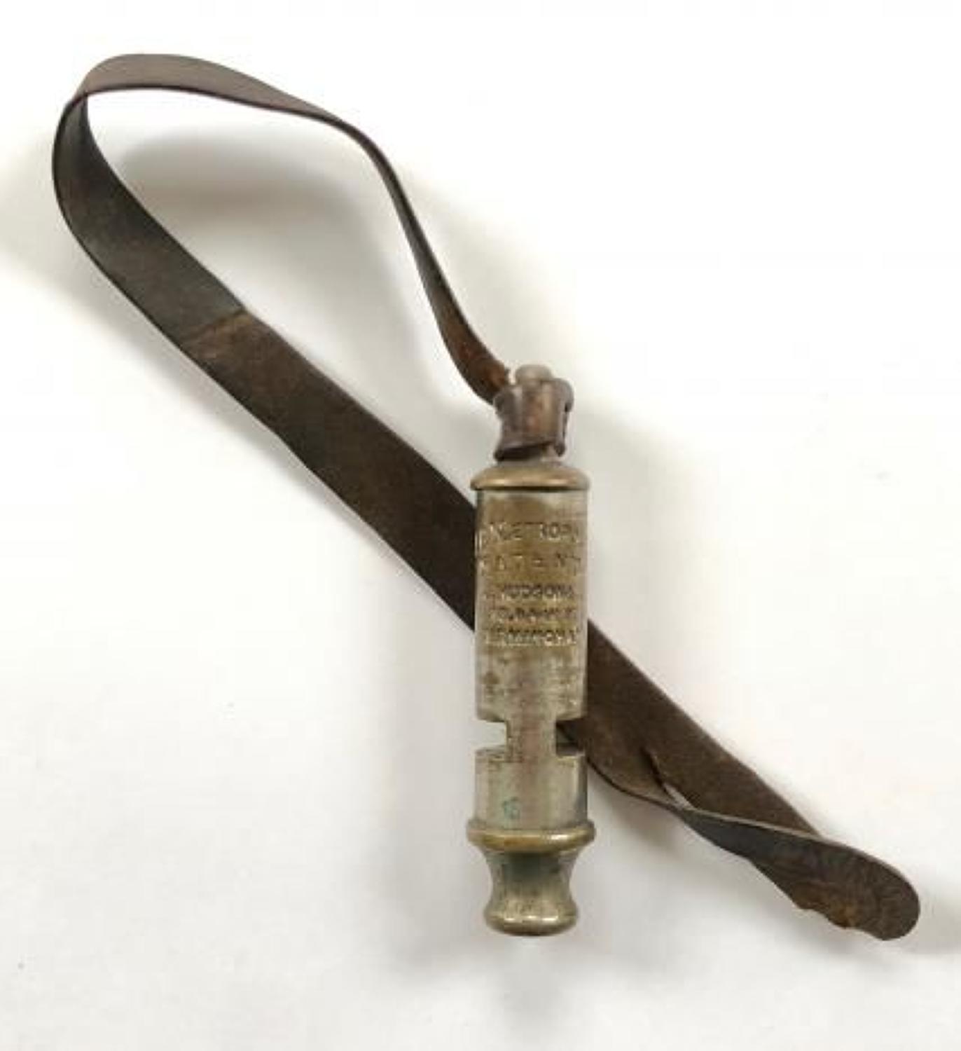 WW1 Stye British Army Officer's Whistle & Original Leather Strap.