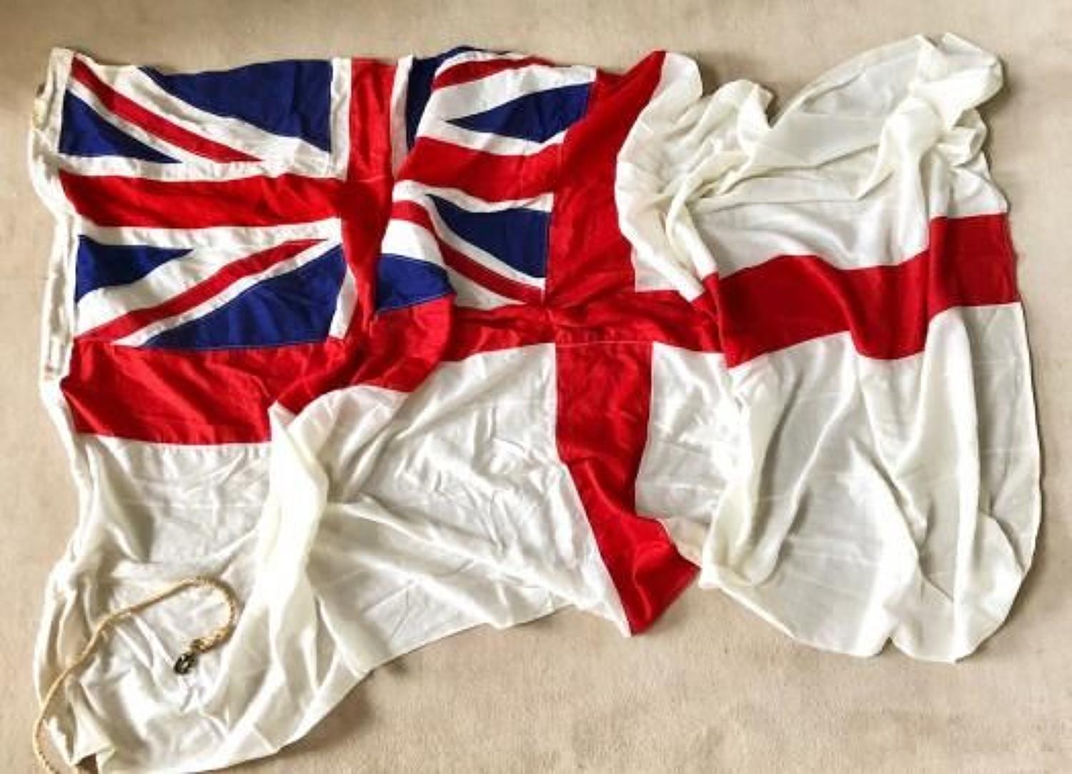 Royal Navy Orginal Large White Ensign Flag.