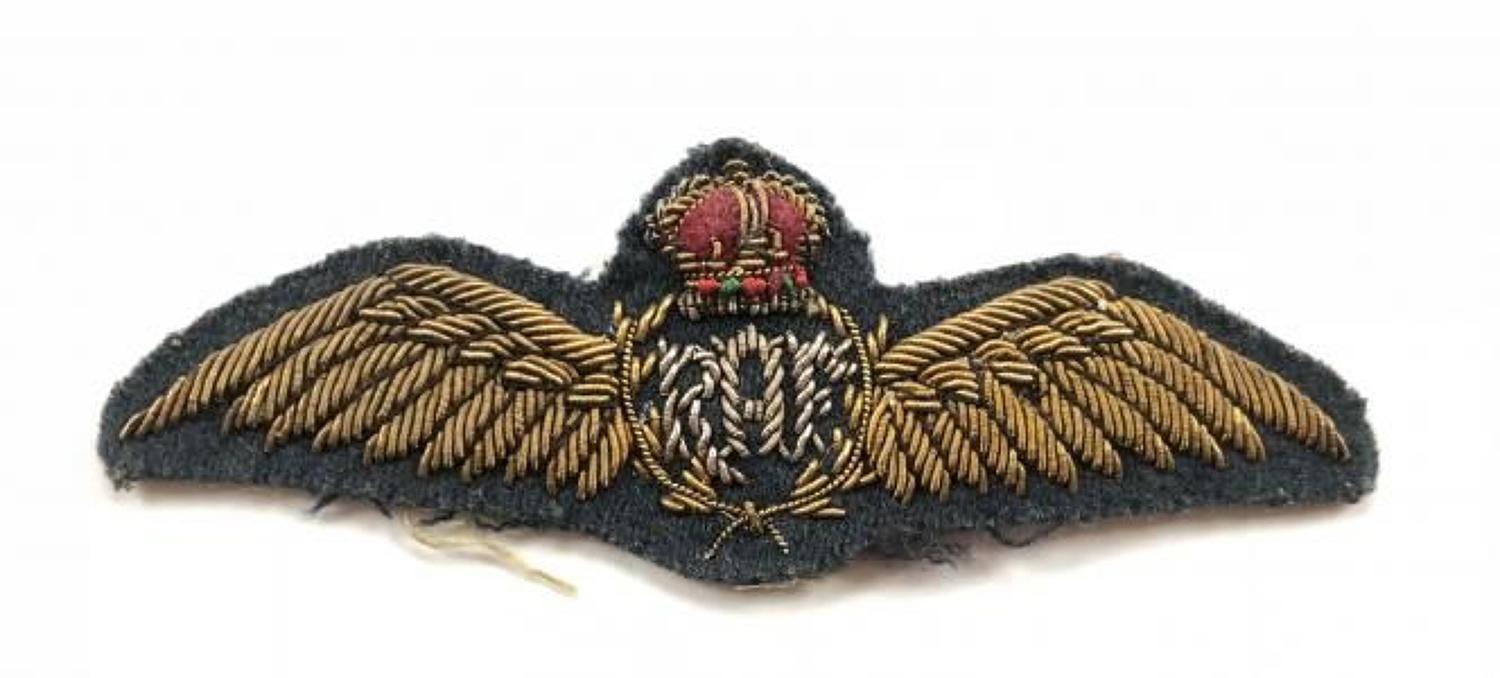RAF Inter War Period Full Dress Bullion Pilots Wings.