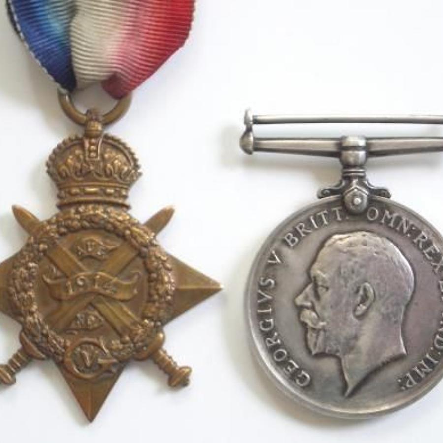 WW1 Inniskilling Fusiliers  1914 Star Pair of Medals