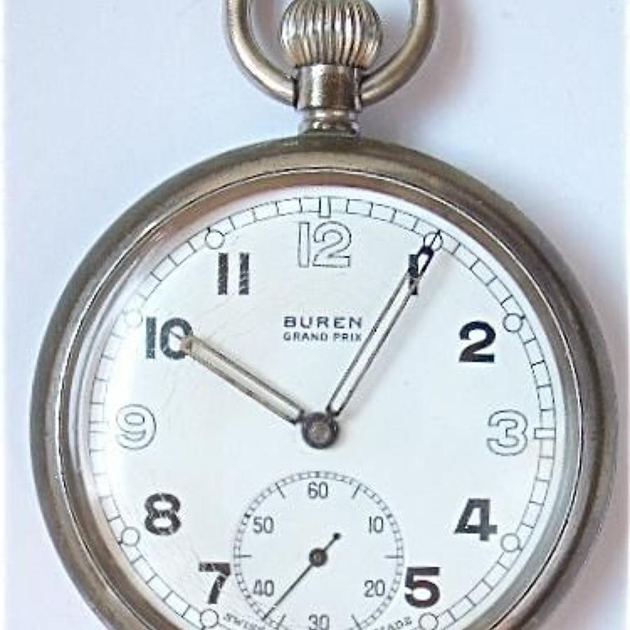 WW2 Period British Army Pocket Watch by Buren