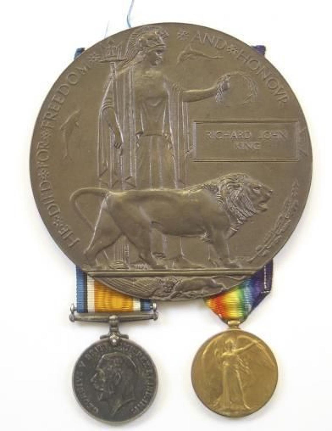 WW1 10th Bn Rifle Brigade Casualty Group of Medals.