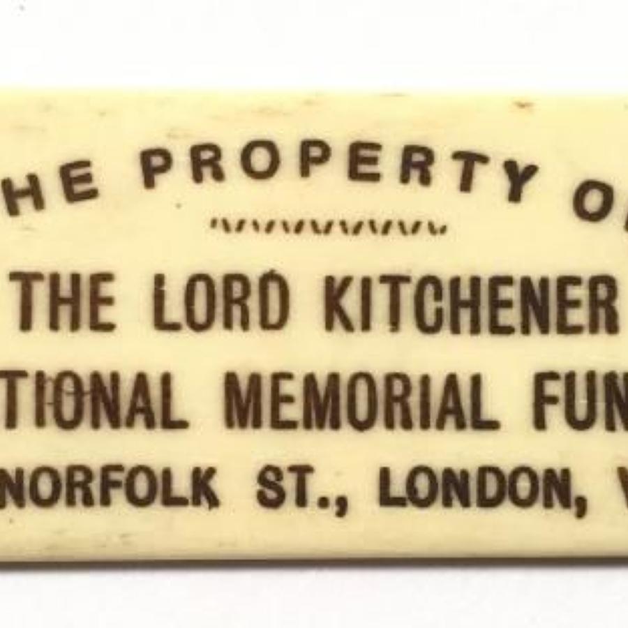 WW1 Interest Original Lord Kitchener Fund Plaque.