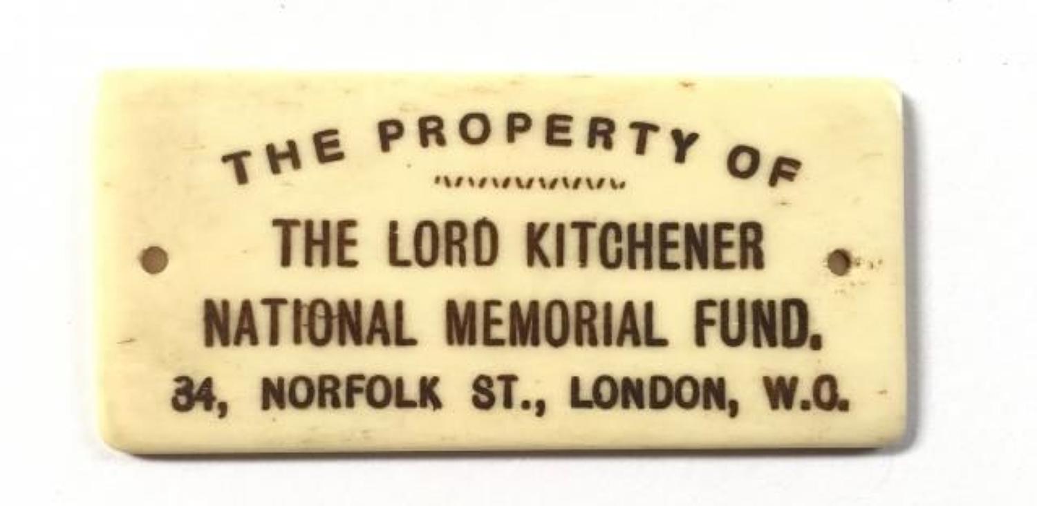WW1 Interest Original Lord Kitchener Fund Plaque.