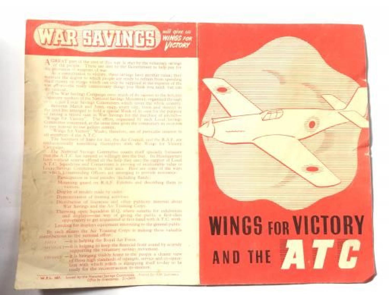 WW2 Period Air Training Corps Wings For Victory Leaflet
