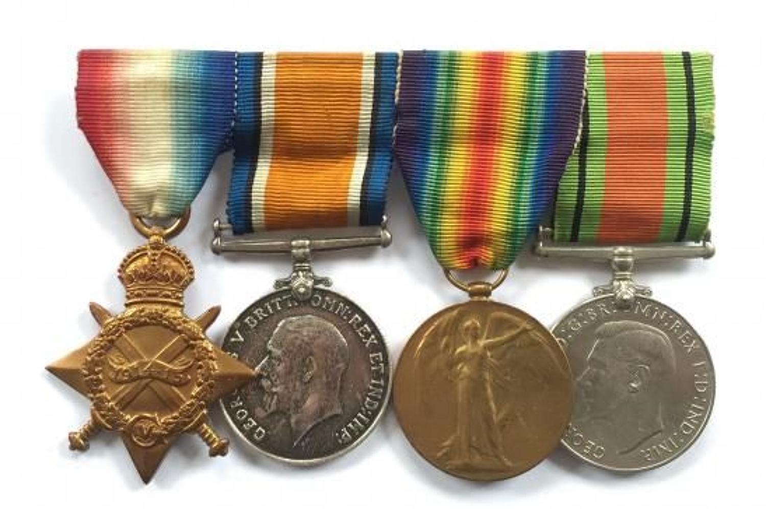 WW1 2nd Life Guards Group of Four Medals.