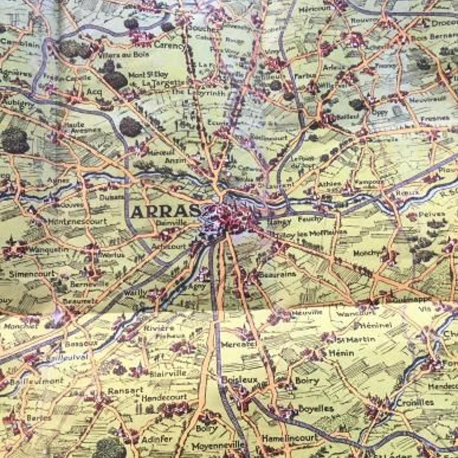 WW1 Daily Mail War Map of the Front Arras