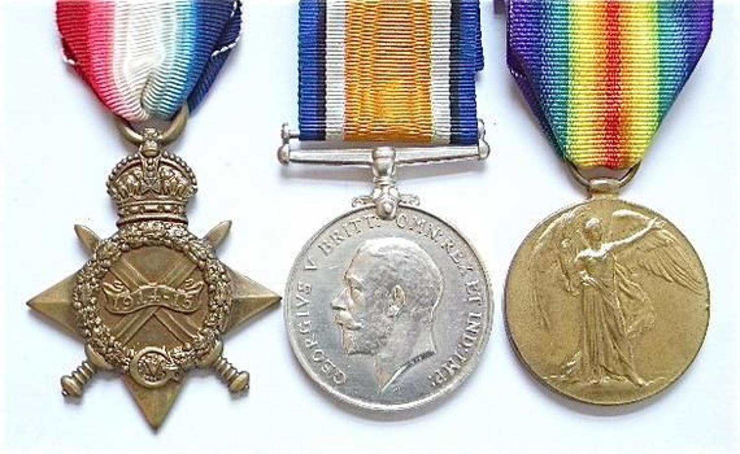 WW1 Army Ordnance Corps 1914/15 trio of medals.