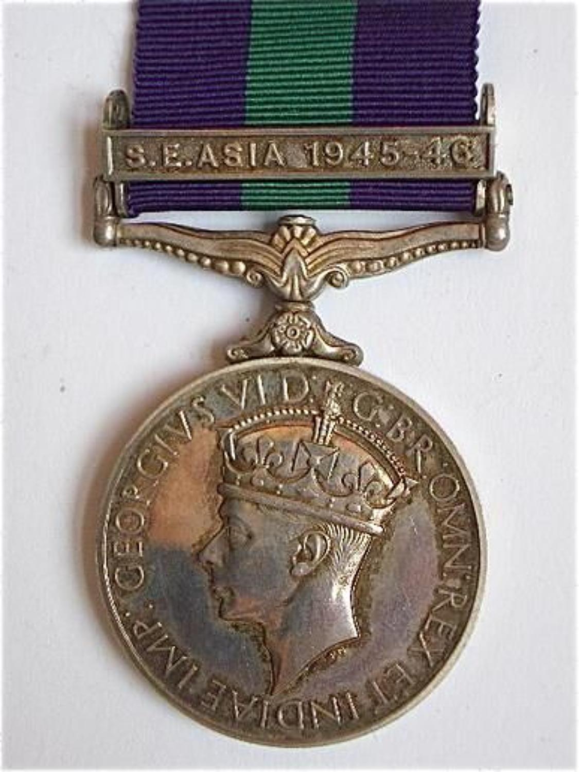 Royal Signals Officer’s General Service Medal, “S.E. Asia 1945-46
