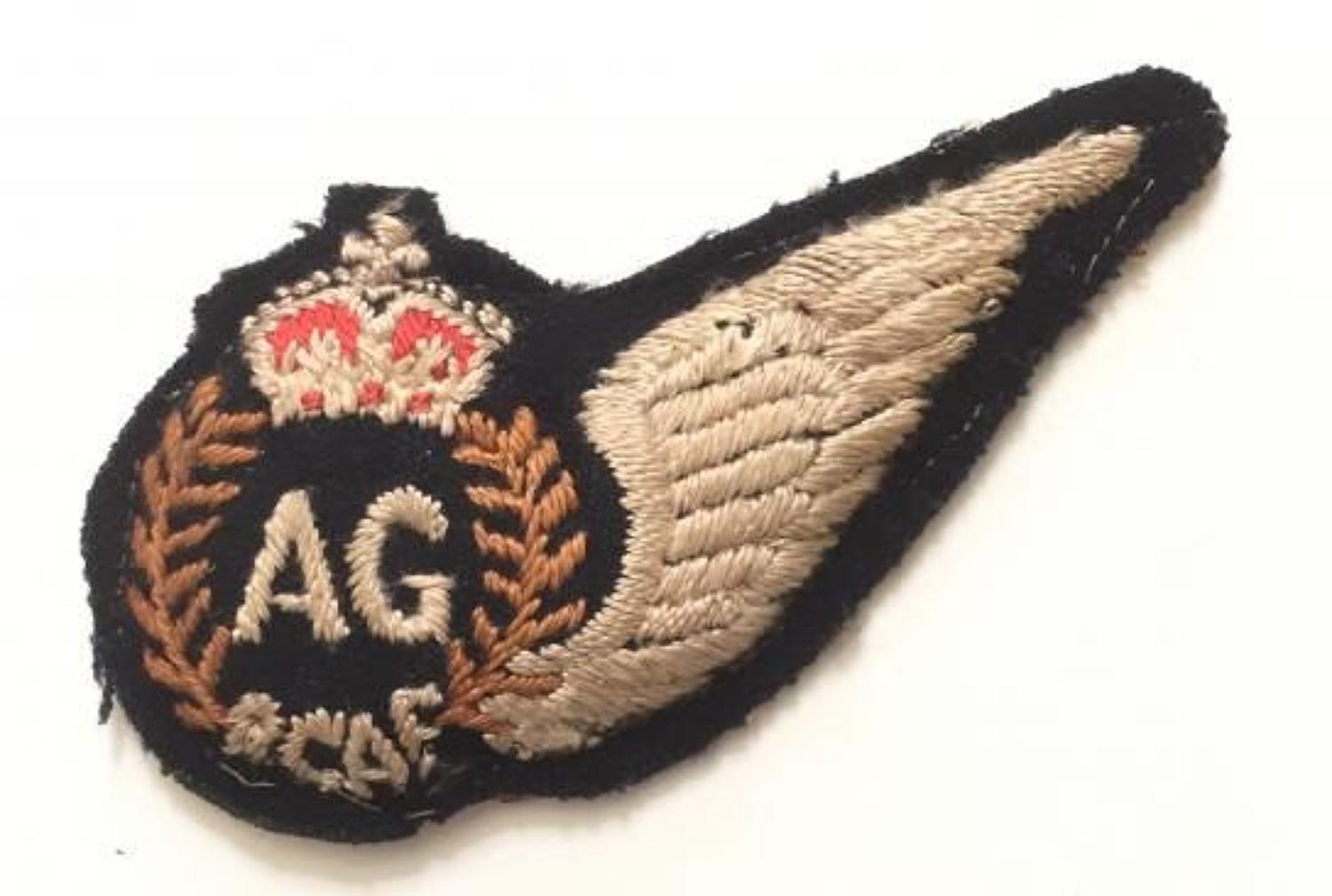 WW2 Royal Canadian Air Force RCAF Air Gunner (AG) brevet.