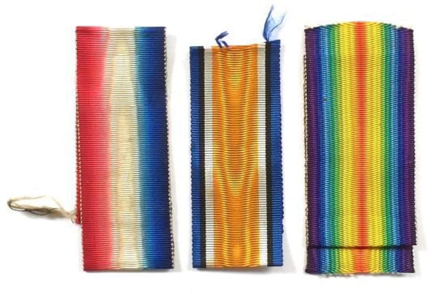 WW1 Medal Trio Original Silk Ribbons.