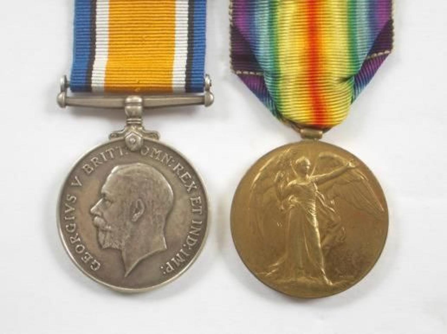 WW1 14th Bn Worcestershire Regiment Officers Pair of Medals.