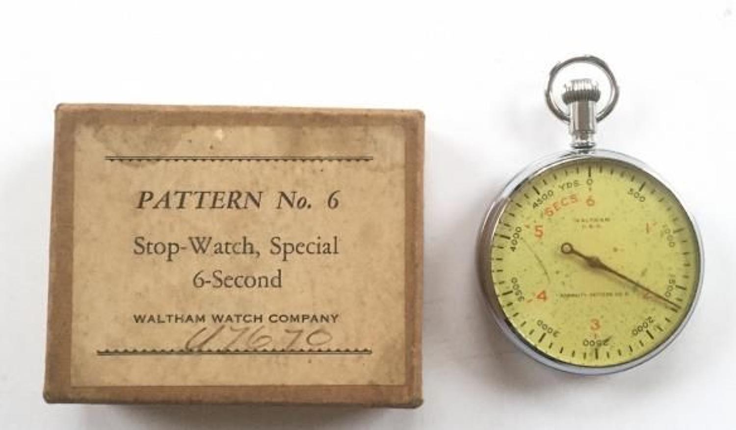 WW2 Period Pattern No.6 Stop Watch & Box by Waltham.