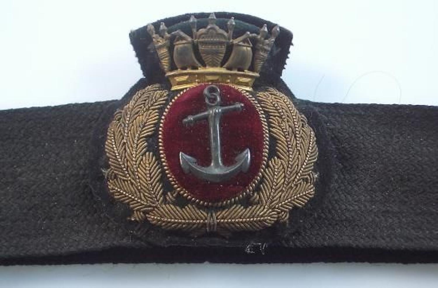 WW1 Period British Merchant Navy Officers Cap Badge & Band.