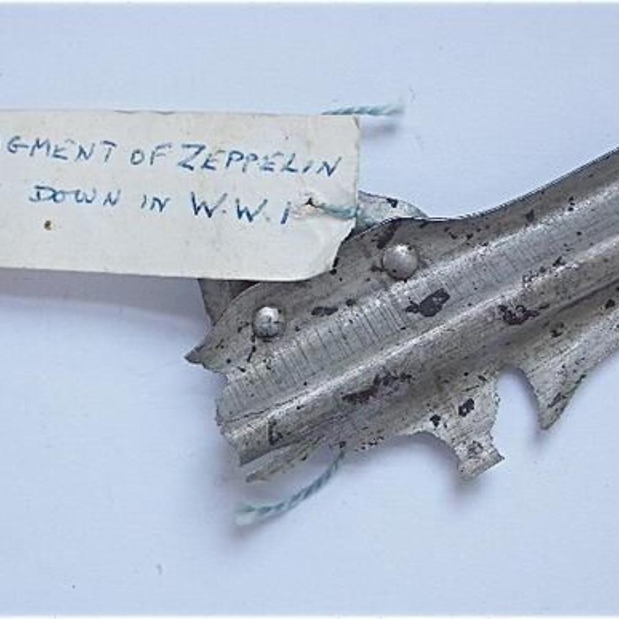 WW1 RFC Small fragment of German Zeppelin Airship Airframe.