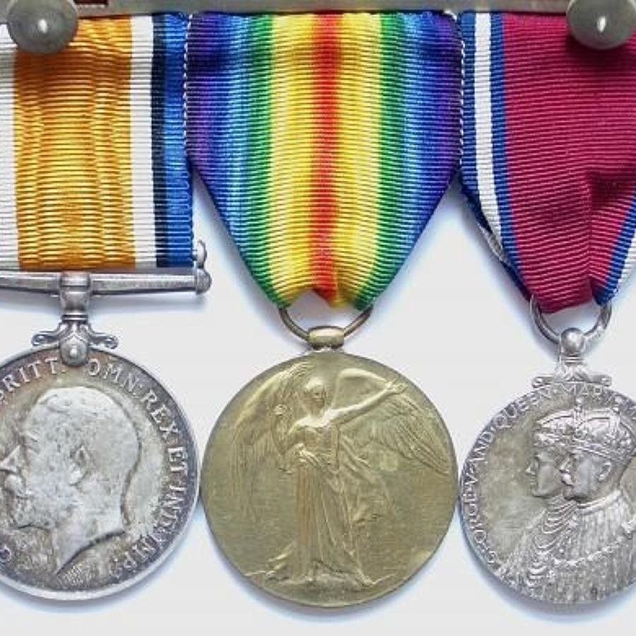 WW1 Royal Artillery & Shropshire Police Group of Three Medals.
