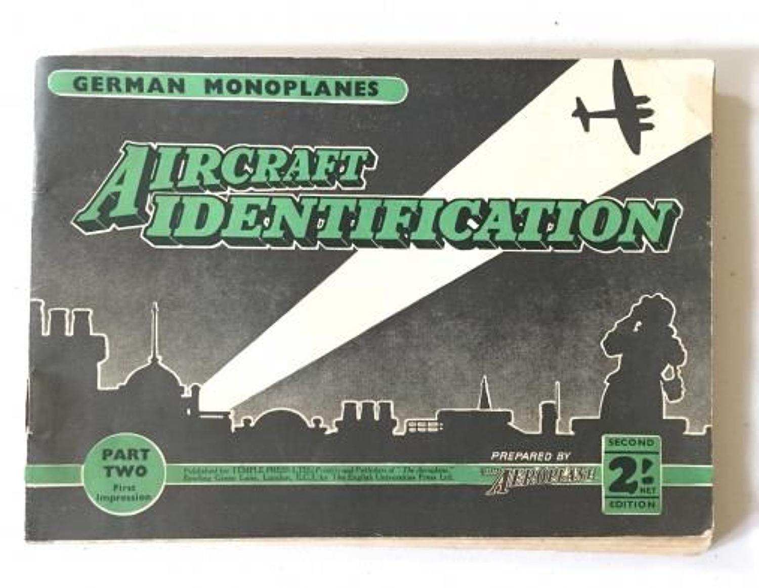 WW2 Aircraft Identification Booklet No.2 German Monoplanes
