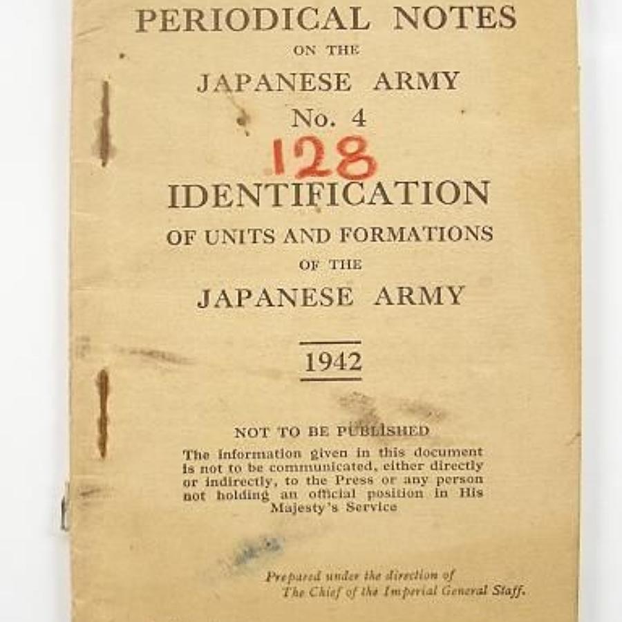 WW2 War Department Issue Identification of the Japanese Army 1942 Manu