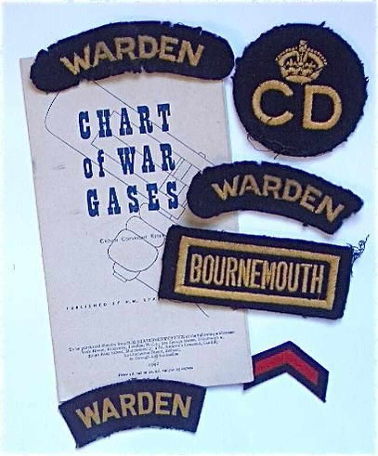 WW2 Civil Defence Bournemouth Cloth Badges.