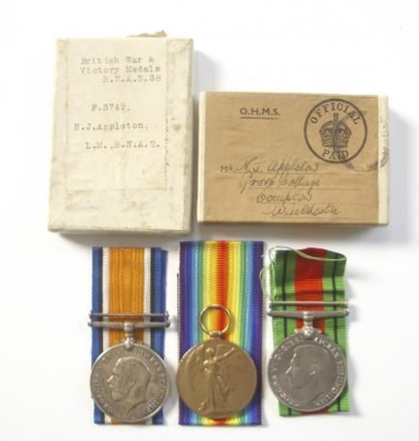 WW1 RNAS / WW2 Winchester Home Guard Group of Three Medals.