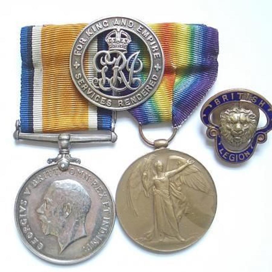 WW1 Liverpool Regiment Pair of Medals & Original Issue Silver War Badg