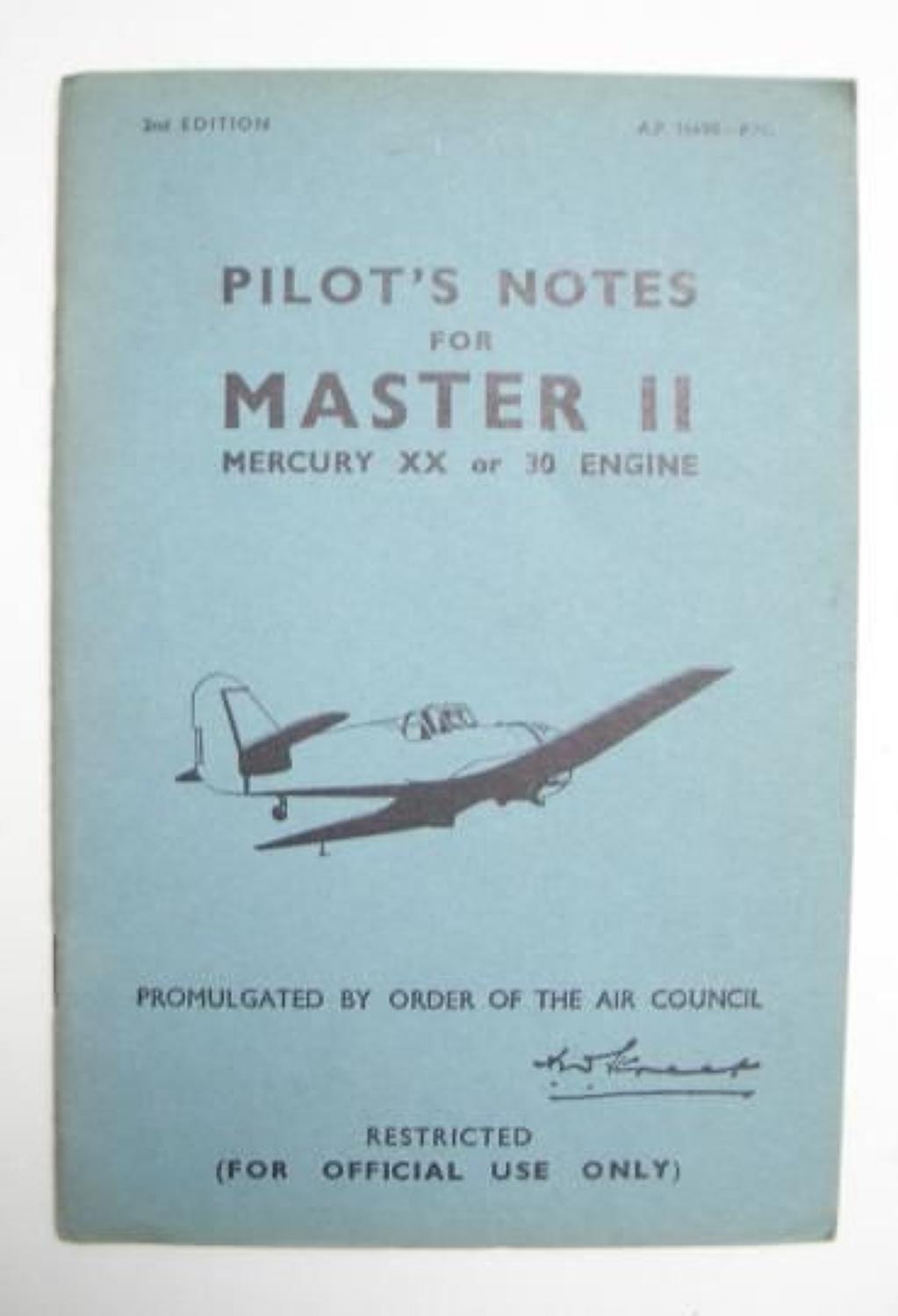 RAF WW2 Period Original Pilots Notes for the Master II