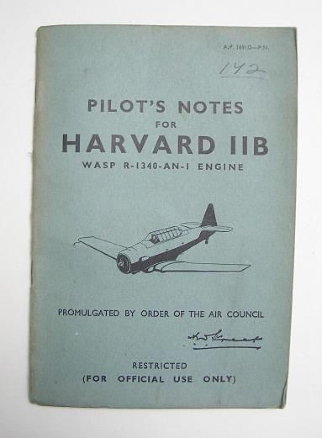 RAF WW2 Period Original Pilots Notes for the Harvard IIB.
