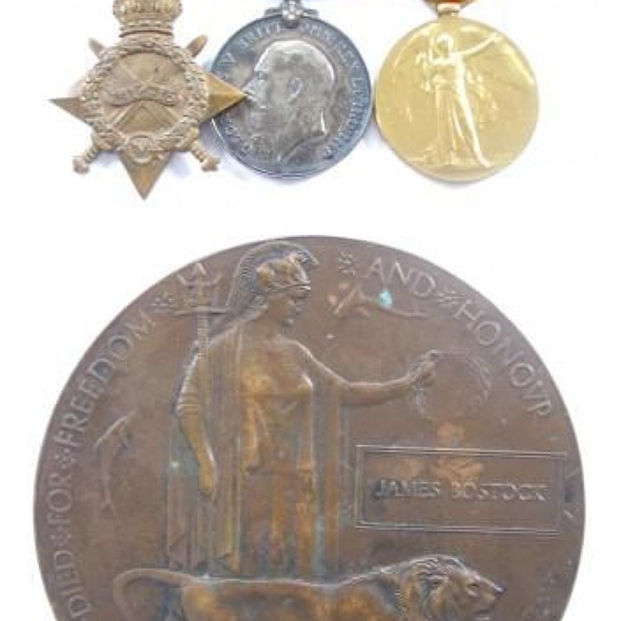 WW1 9th Bn Lancashire Fusiliers 1917 Casualty Group of Medals.