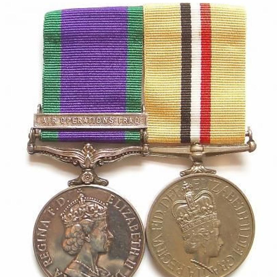 Royal Navy Rare Air Operations Iraq Campaign Service Medal Pair.