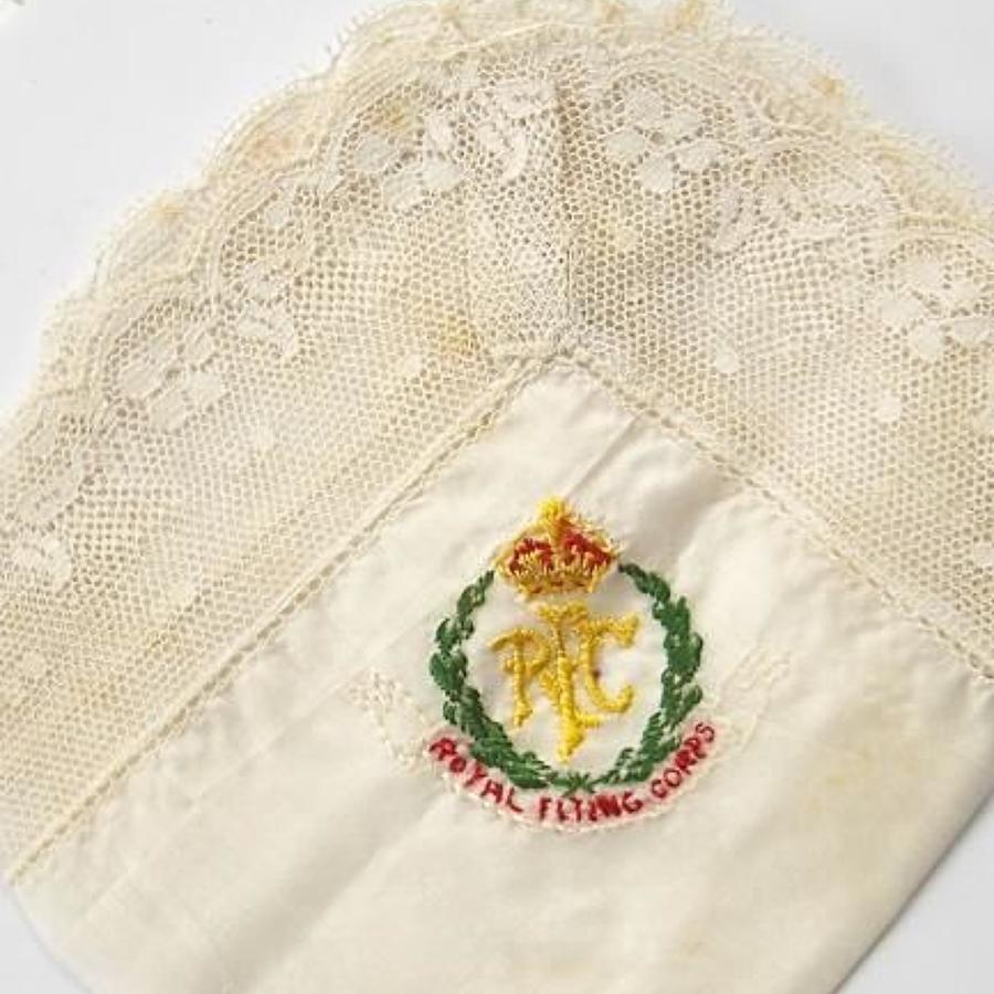 WW1 Royal Flying Corps RFC Silk Embroidered Handkerchief
