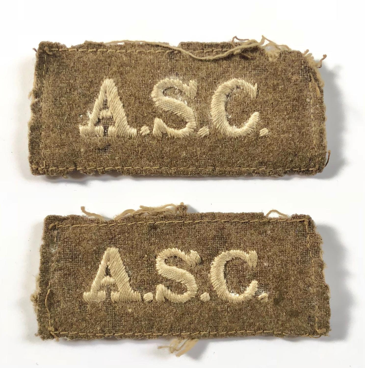 WW1 Army Service Corps Slip On Cloth Shoulder Titles Badge
