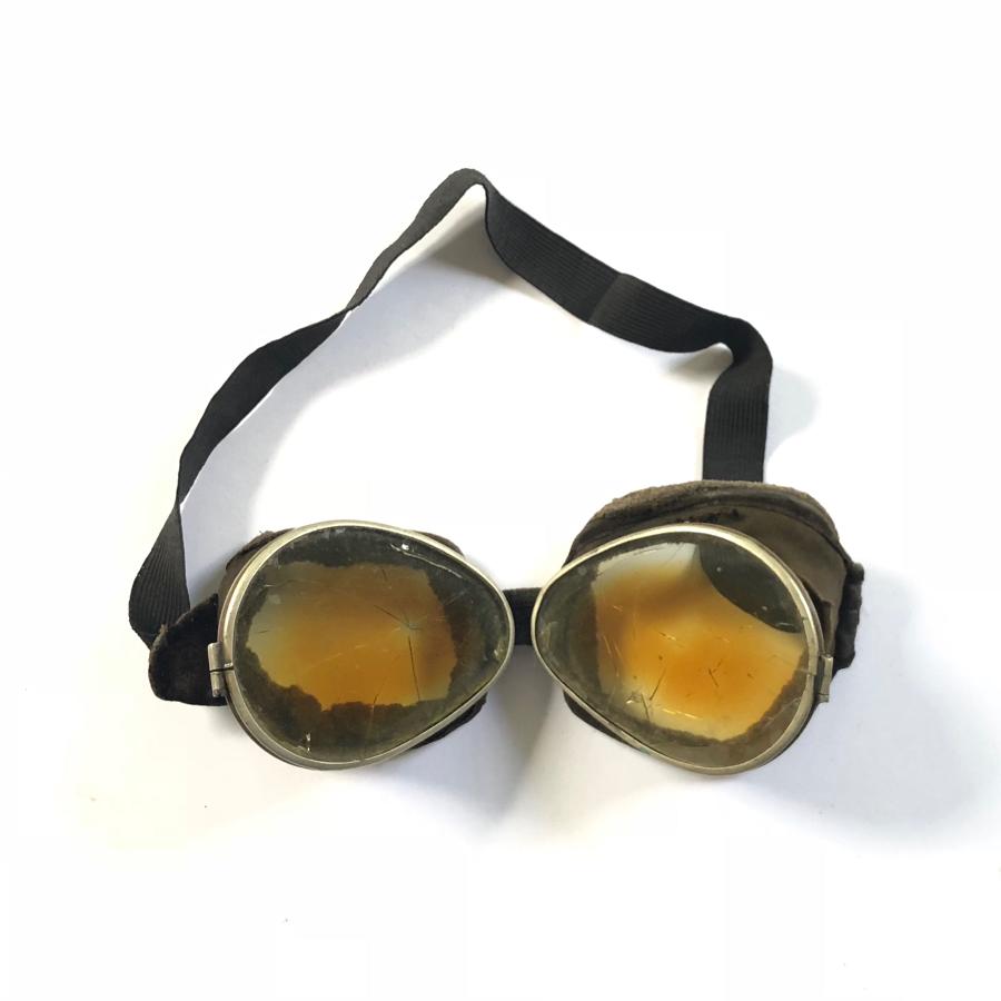 WW1 Period RFC, RNAS, RAF Triplex Safety Glass Flying Goggles.