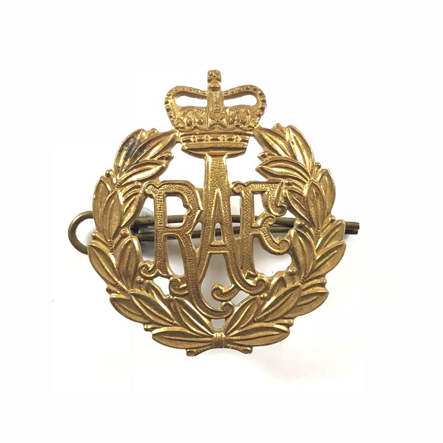 RAF King's Queen's Brass Cap Badge