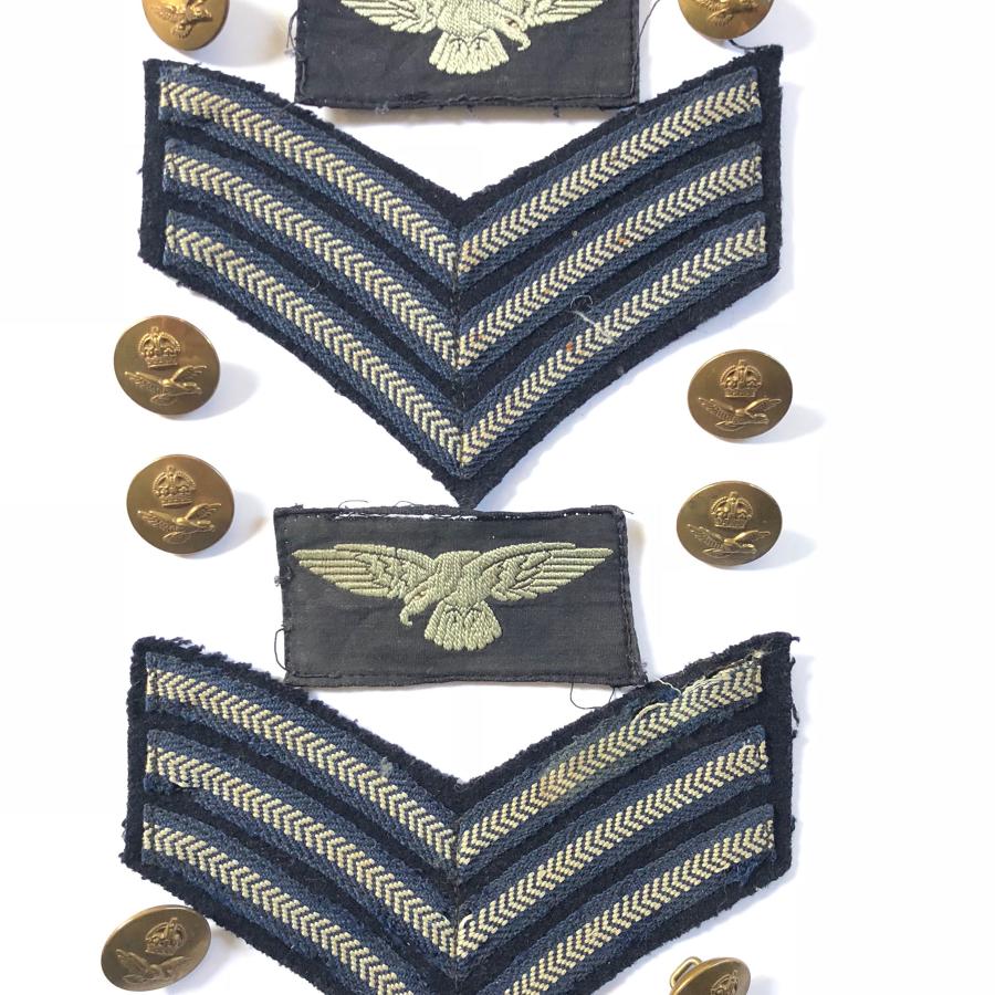 RAF WW2 Period Sergeant Uniform Badges and Buttons.