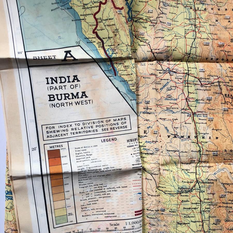 WW2 RAF & Special Forces Issue Silk Escape Map Far East Burma.