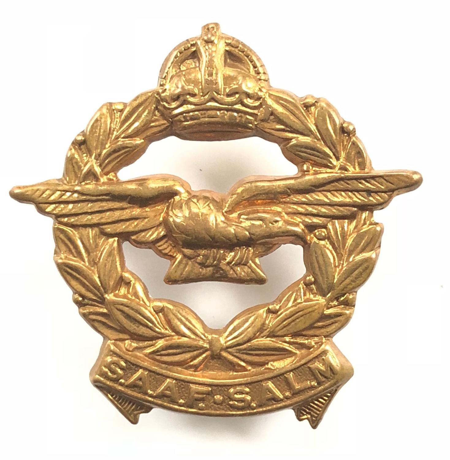 WW2 South African Air Force Brass Cap Badge.